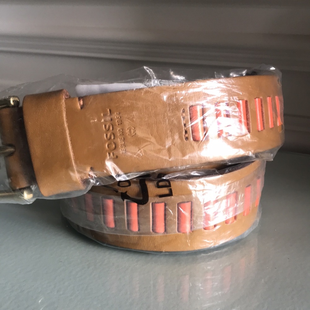 NMT Fossil Laced Jeans Belt Leather - M - Medium